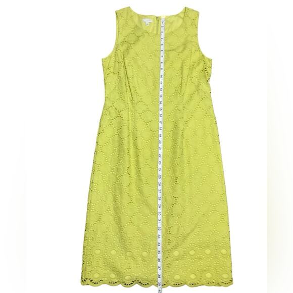 Talbots Women's Midi Dress Eyelet lined Scalloped Hem Green Sheath Size 6 NEW - Picture 4 of 10